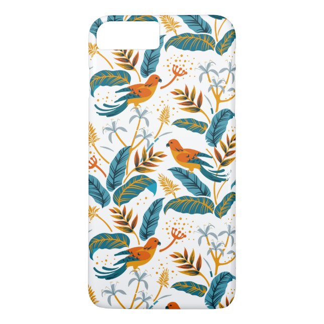Tropical birds and lush leaves pattern Case-Mate iPhone case (Back)