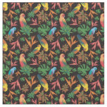 Tropical Birds Black Floral Pattern Fabric