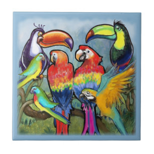 Tropical Birds Ceramic Tile