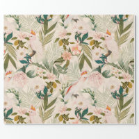 Tropical Birds Cockatoo Jungle Pattern - Blush Wrapping Paper