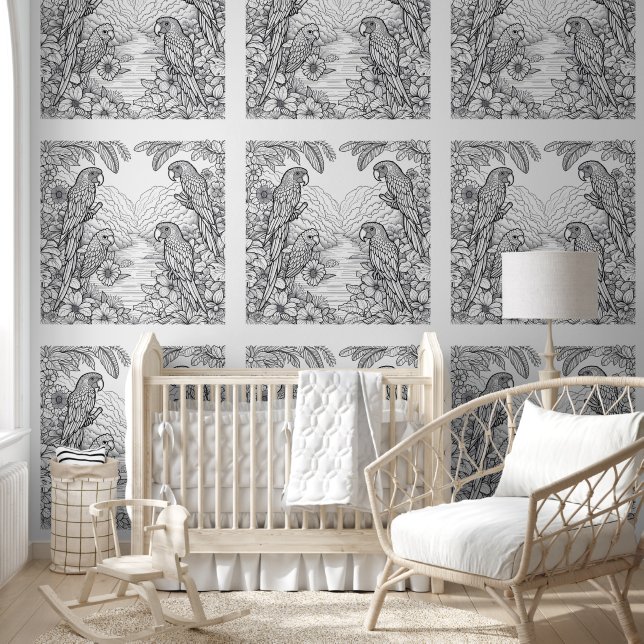 Tropical Birds Coloring Wallpaper (Kids)