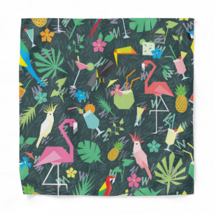 Tropical Birds Drinks: Vibrant Seamless. Bandana
