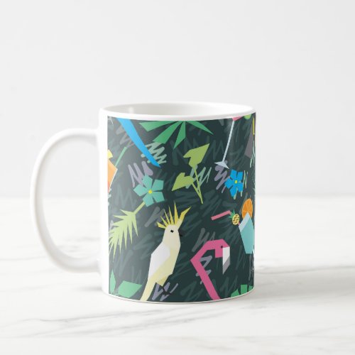 Tropical Birds Drinks Vibrant Seamless Coffee Mug