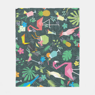 Tropical Birds Drinks: Vibrant Seamless. Fleece Blanket
