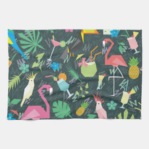 Tropical Birds Drinks: Vibrant Seamless. Kitchen Towel