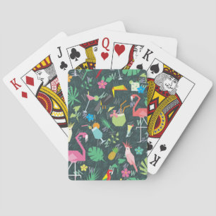 Tropical Birds Drinks: Vibrant Seamless. Poker Cards