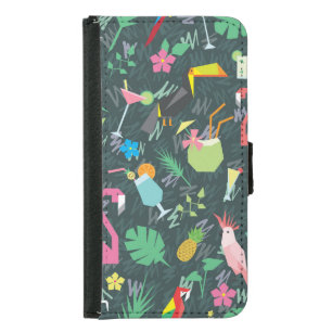 Tropical Birds Drinks: Vibrant Seamless. Samsung Galaxy S5 Wallet Case