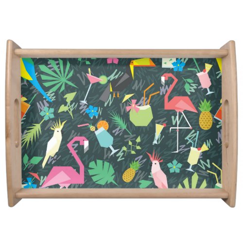 Tropical Birds Drinks Vibrant Seamless Serving Tray