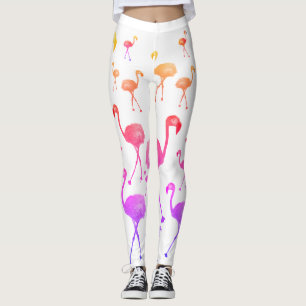 tropical birds , flamingo leggings