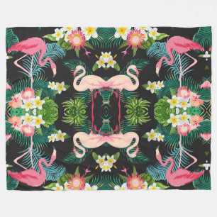 Tropical Birds Flowers Flamingo Watery Landscape Fleece Blanket