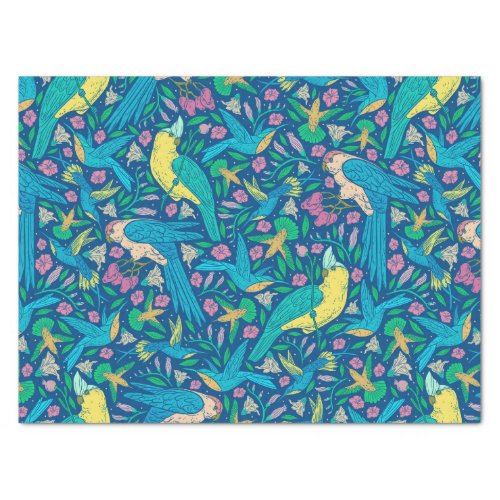 Tropical Birds  Flowers Pattern Tissue Paper