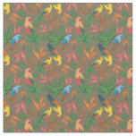 Tropical Birds Green Floral Pattern Fabric
