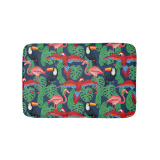Tropical Birds In Bright Colors Bathroom Mat