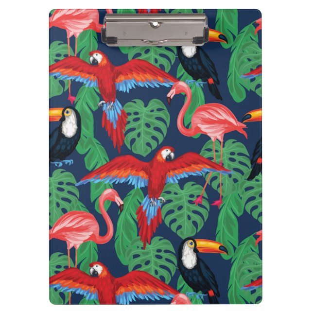 Tropical Birds In Bright Colors Clipboard (Front)