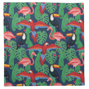 Tropical Birds In Bright Colors Cloth Napkin