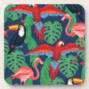Tropical Birds In Bright Colors Coaster