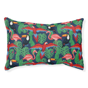 Tropical Birds In Bright Colors Pet Bed