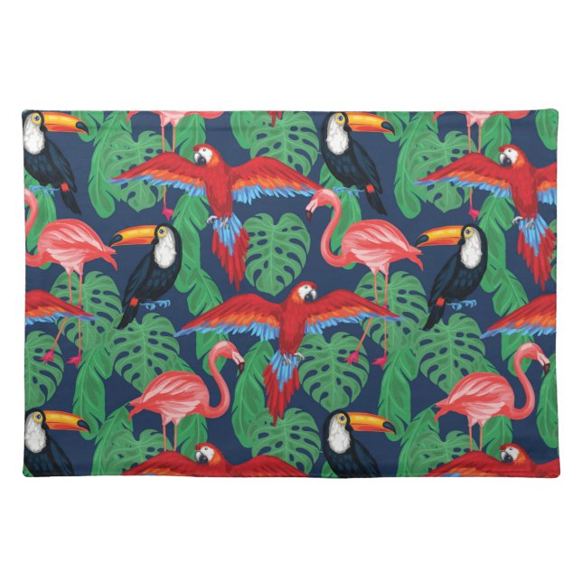 Tropical Birds In Bright Colors Placemat (Front)