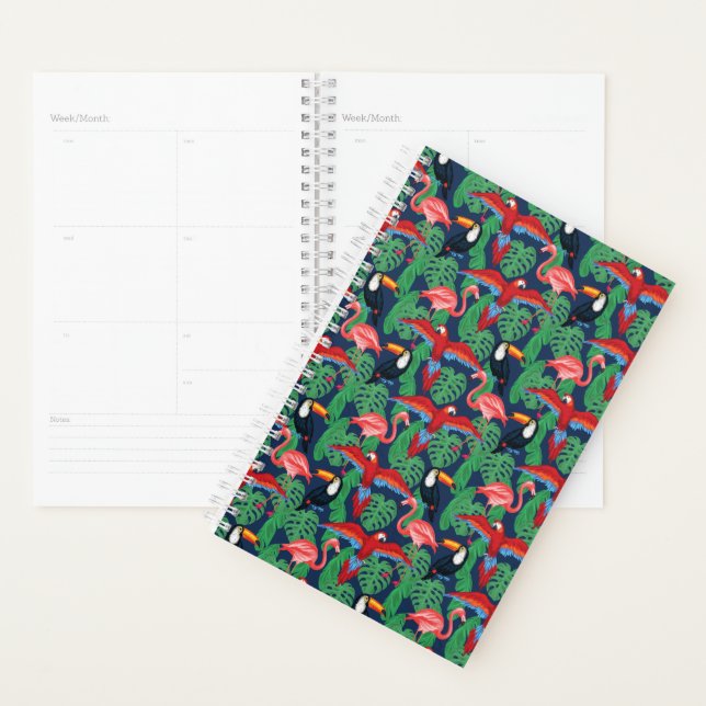 Tropical Birds In Bright Colors Planner (Display)