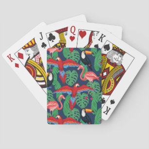 Tropical Birds In Bright Colors Poker Cards