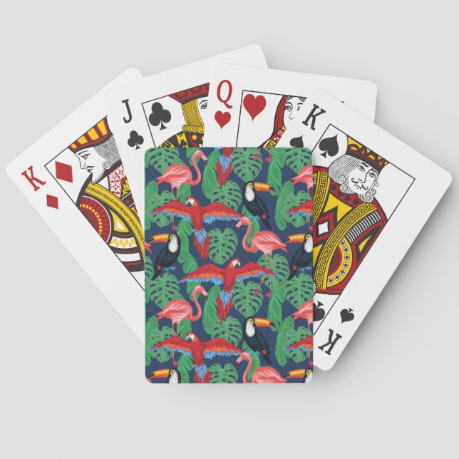 Tropical Birds In Bright Colors Poker Cards (Back)