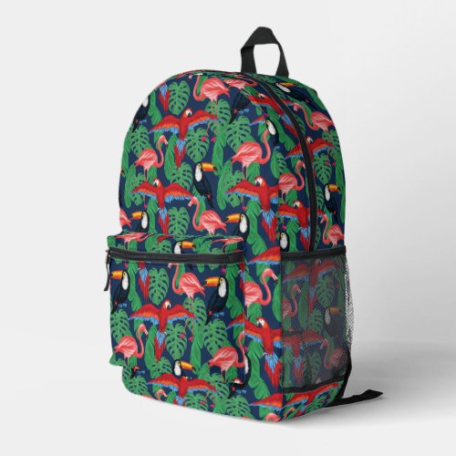 Tropical Birds In Bright Colors Printed Backpack