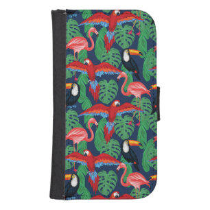 Tropical Birds In Bright Colors Phone Wallet
