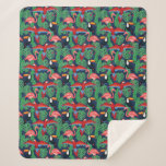 Tropical Birds In Bright Colors Sherpa Blanket