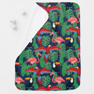 Tropical Birds In Bright Colors Stroller Blanket