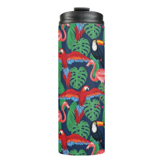 Tropical Birds In Bright Colors Thermal Tumbler (Front)
