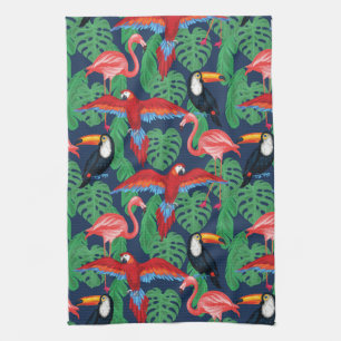 Tropical Birds In Bright Colors Towel