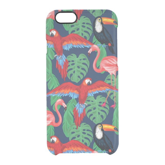 Tropical Birds In Bright Colors Uncommon iPhone Case (Back)
