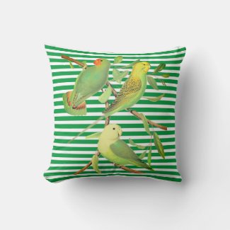 Tropical birds in green white stripes