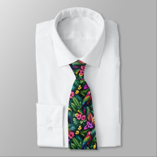 Tropical Birds Jungle Dreams Seamless Surface Patt Neck Tie