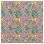 Tropical Birds Lavender Floral Pattern Fabric