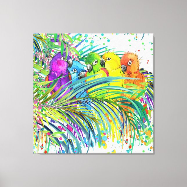 Tropical Birds of a Feather Canvas Art (Front)