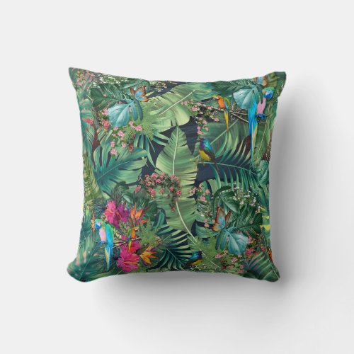 Tropical Birds of Paradise  Throw Pillow