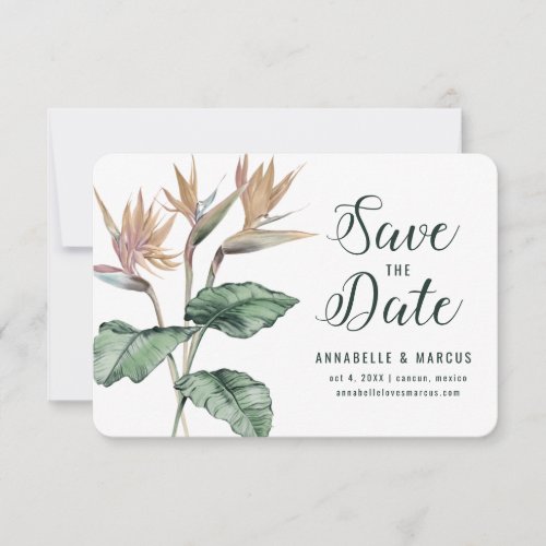 Tropical Birds of Paradise Wedding Save The Date