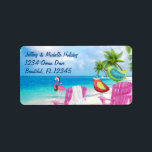 Tropical Birds, Palm Trees Christmas Beach Address Label<br><div class="desc">Pink Flamingo,  Colorful Birds and Palm Trees Christmas Holiday Tropical Beach Address Labels - Thanks for stopping by!</div>