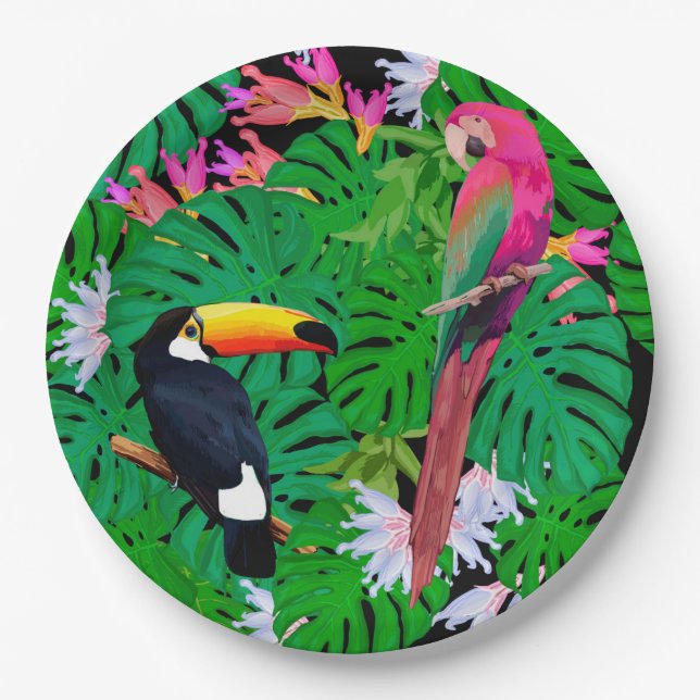 Tropical Birds Paper Plates (Front)
