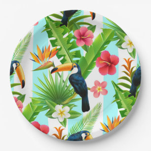 Tropical Birds Paper Plates