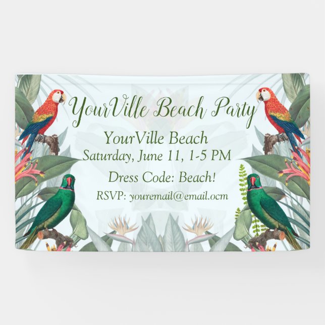 Tropical Birds Parrots & Foliage   Banner (Horizontal)