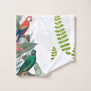 Tropical Birds Parrots & Foliage Bath Towel Set