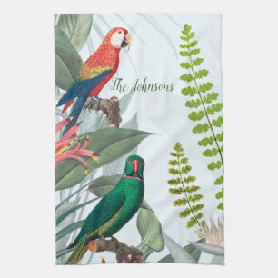 Tropical Birds Parrots & Foliage  Kitchen Towel