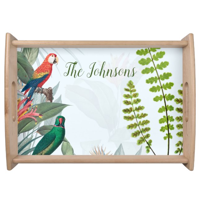 Tropical Birds Parrots & Foliage  Serving Tray (Front)