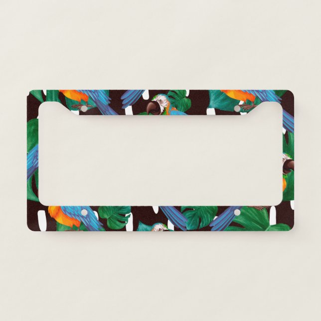 Tropical Birds Pattern License Plate Frame (Front)