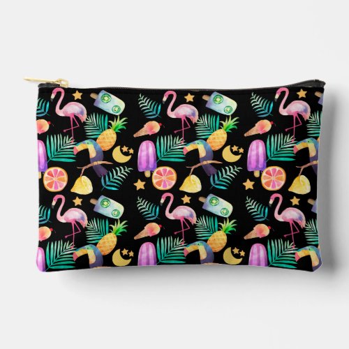 Tropical Birds Pineapple Pattern Accessory Pouch