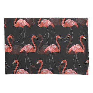 Tropical birds, pink flamingos, seamless pillow case