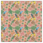 Tropical Birds Pink Floral Pattern Fabric