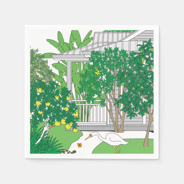 Tropical Birds & Plants Napkins (Front)